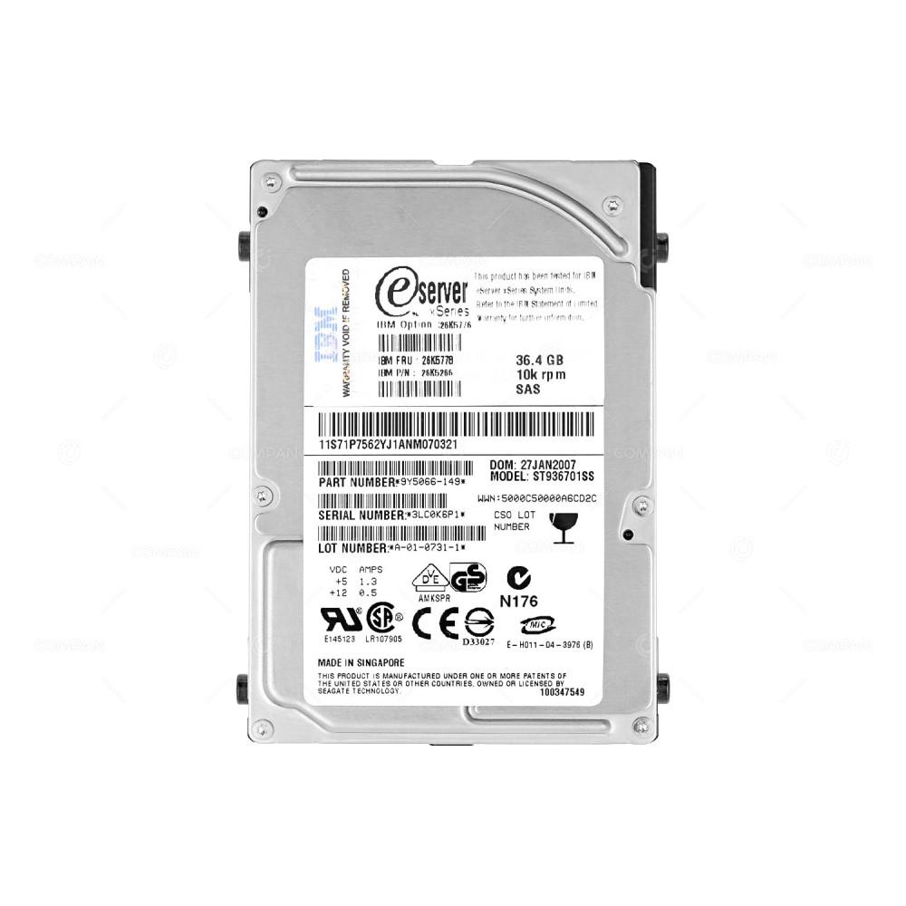 26K5778  IBM HDD 36GB 10K SAS 3G 2.5" SFF FOR IBM XSERIES